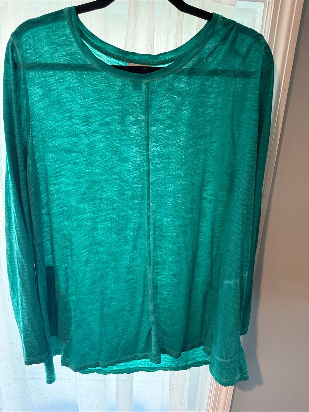 LOGO by Lori Goldstein Teal Long-Sleeve Semi-Sheer Tee